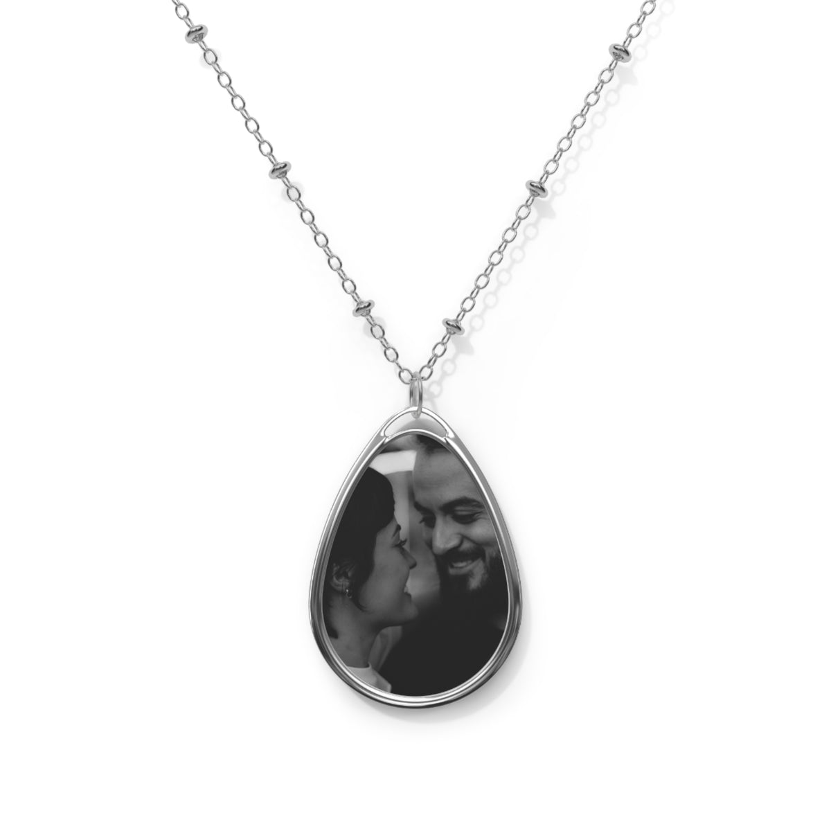 Personalised oval photo pendant necklace