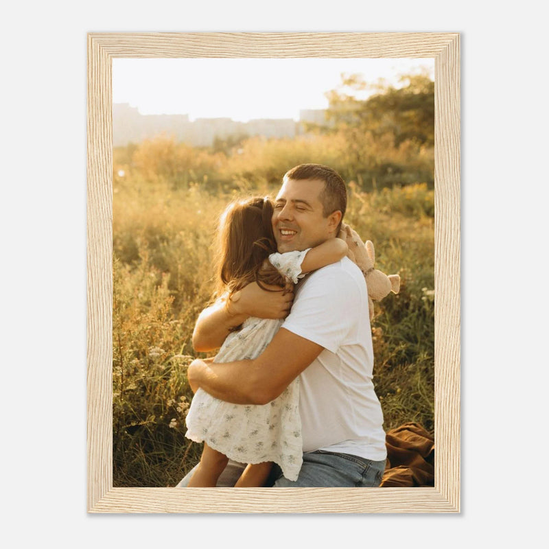 Personalised framed photo print in a wooden frame