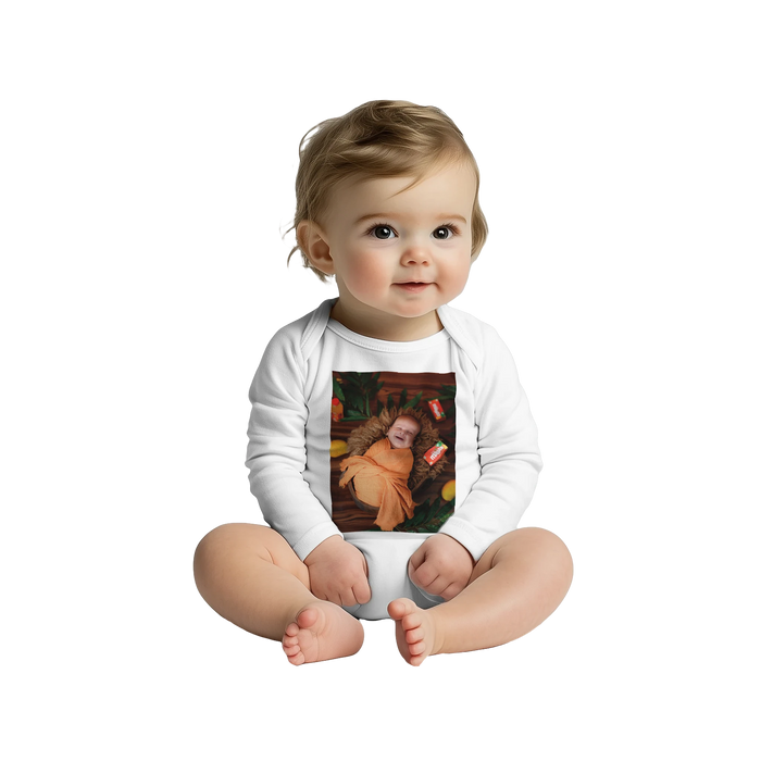 Personalised long sleeve baby photo bodysuit